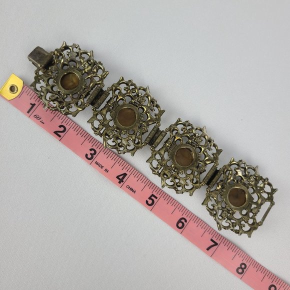 Vintage Bronze Tone Statement Link Bracelet - Picture 6 of 6